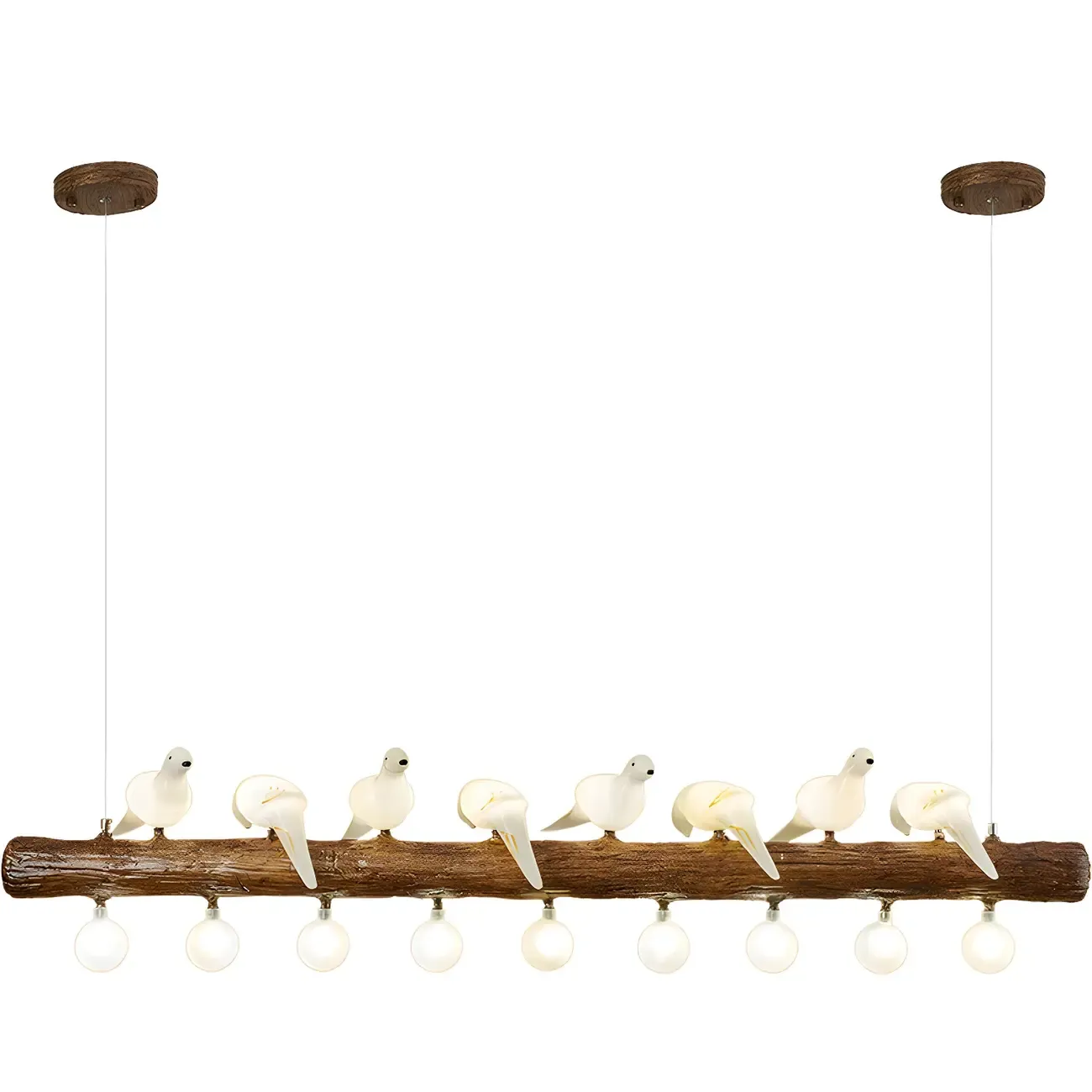 Rustic Wood LED Bird Island Chandelier