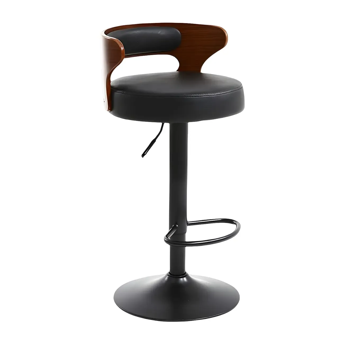Adjustable Round Leather Swivel Bar Stools with Back