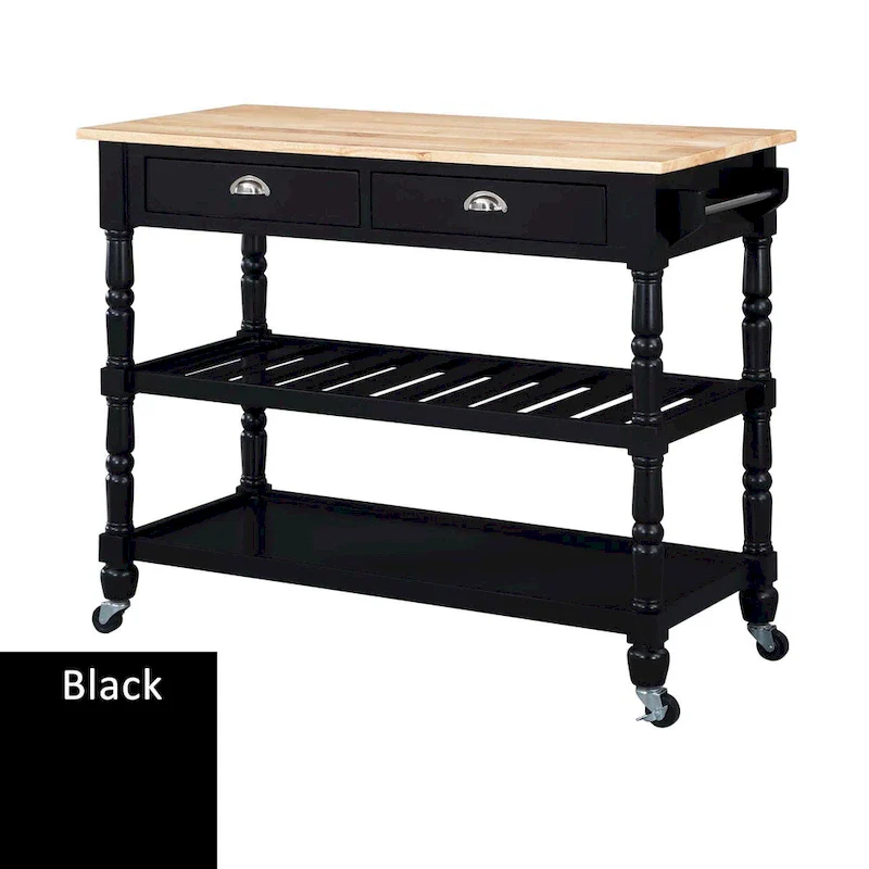 Convenience Concepts French Country 3 Tier Butcher Block Kitchen Cart with Drawers