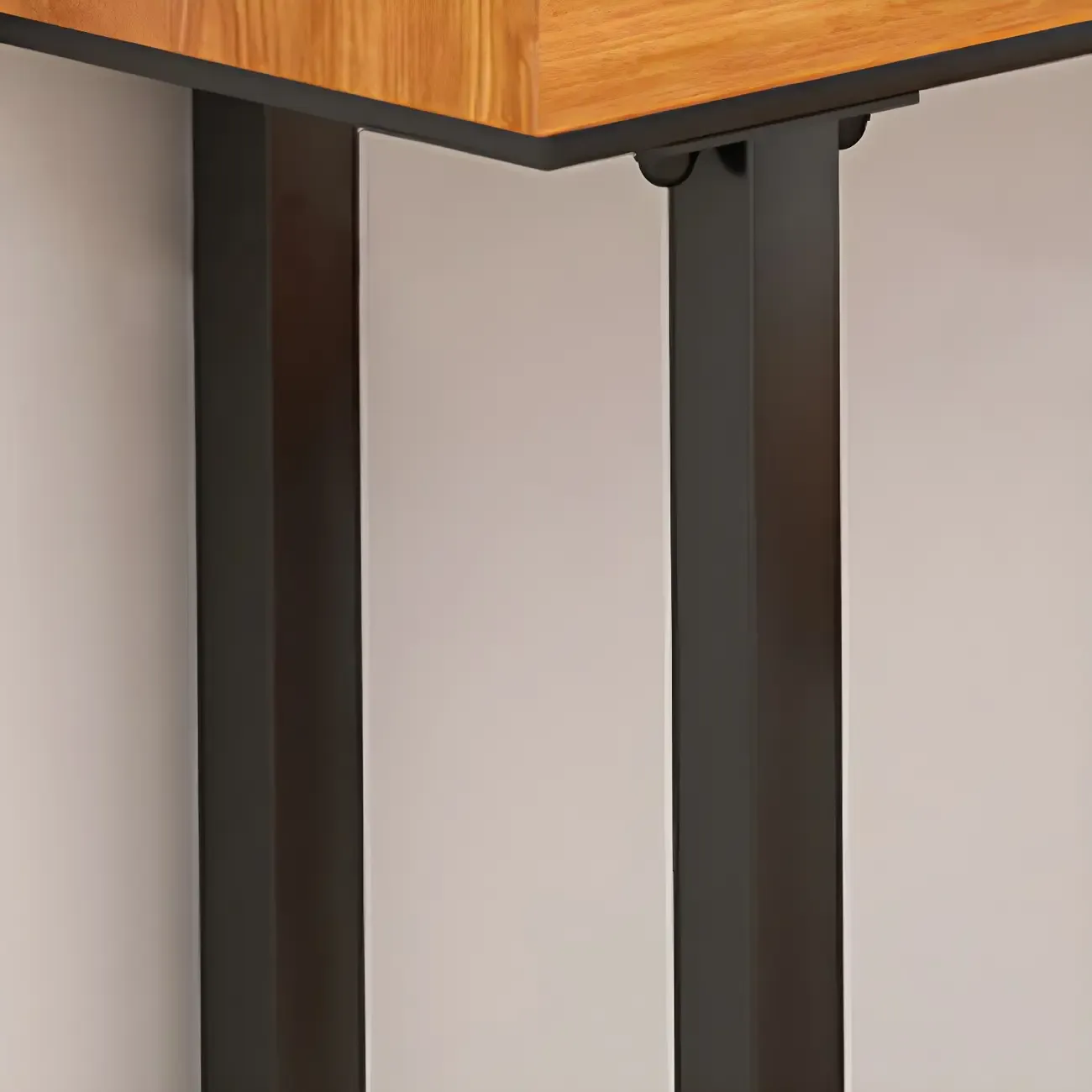 Modern L-Shape Natural Wood Metal Trestle Bar Tables