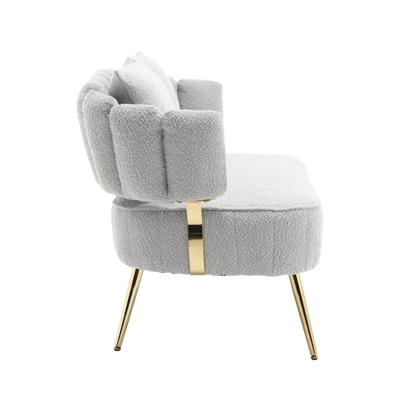 Modern Upholstered Armsofa Tufted Sofa with Metal Frame