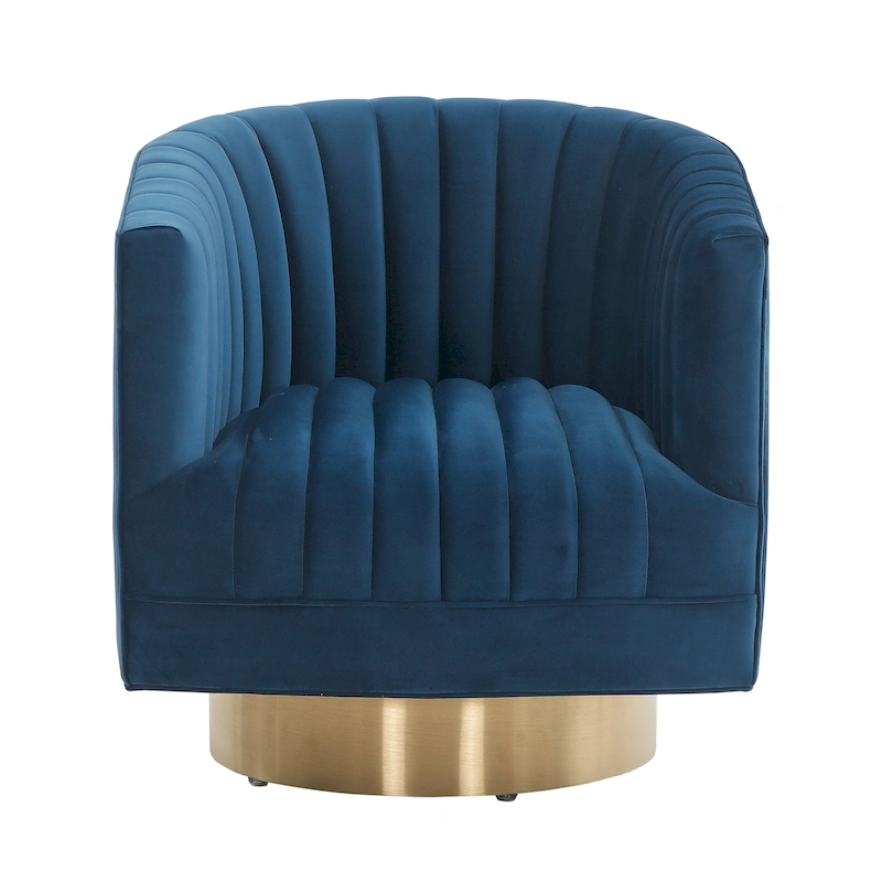 SAFAVIEH Couture Matejka Swivel Channel Tufted Barrel Chair - 28  W x 31  L x 30  H - 28Wx31Dx30H
