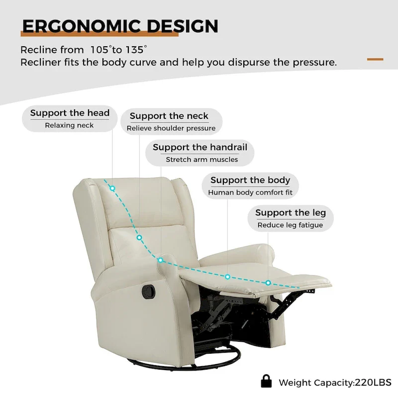 Faux Leather Swivel Nursery Recliners (Metal Base) — Set of 2