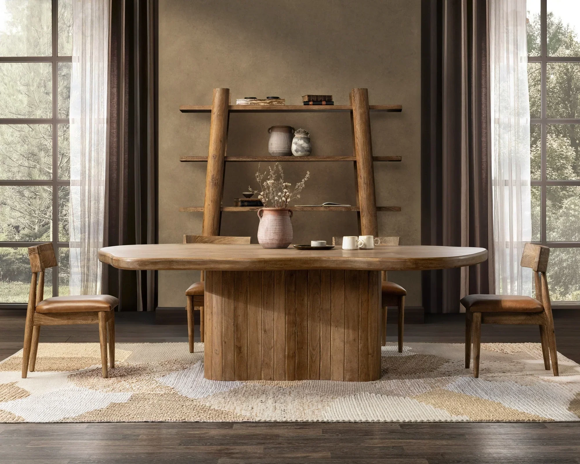 Alvaro Solid Wood Rectangle Dining Table - Golden Wheat