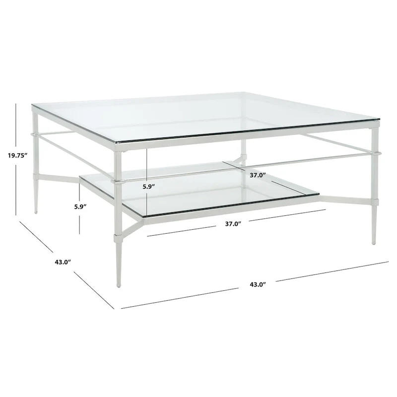 Leaf Cocktail Table with Glass Shelf, 43