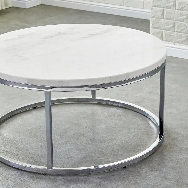 White Marble Top Round Coffee Table