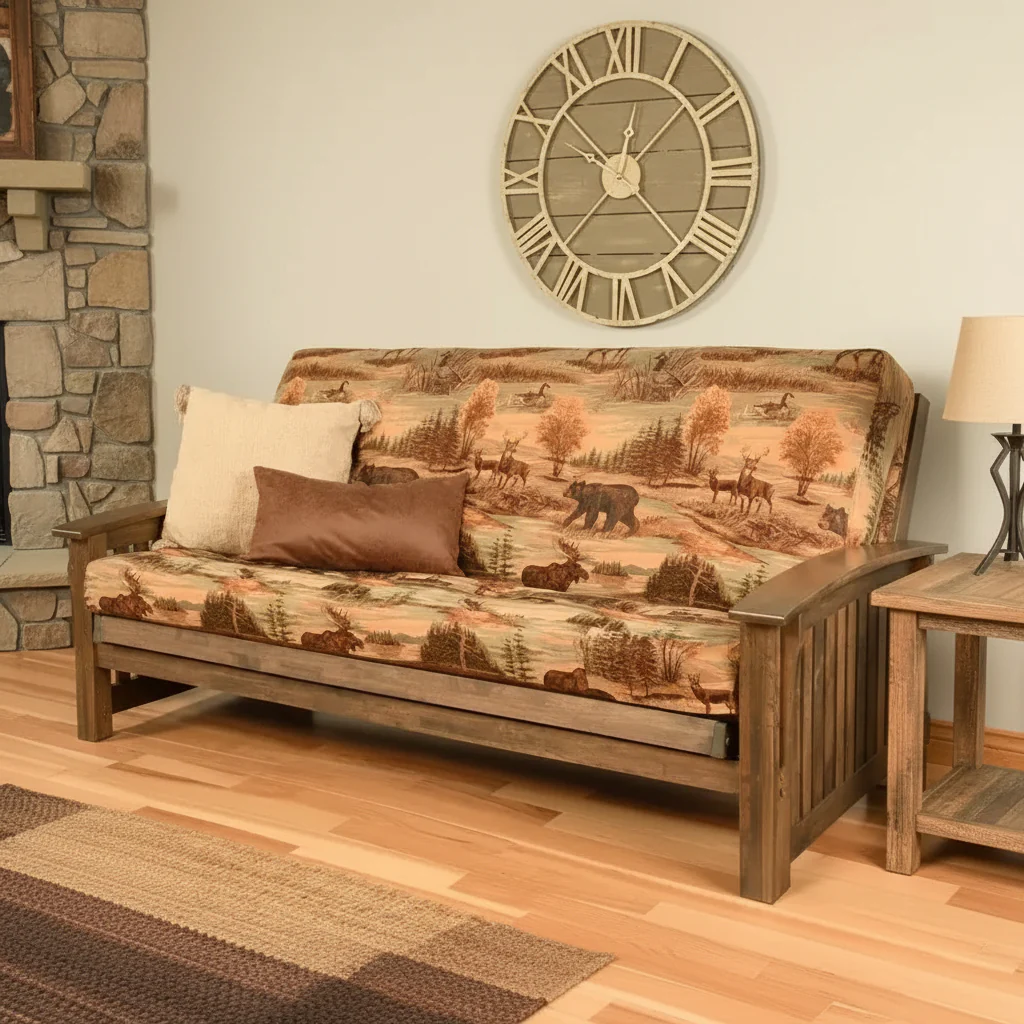 Full-Size Futon with Mattress Seats or Sleeps 1–2