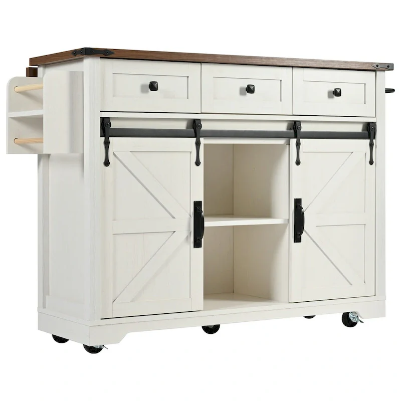 Farmhouse Kitchen Island with Power Outlet