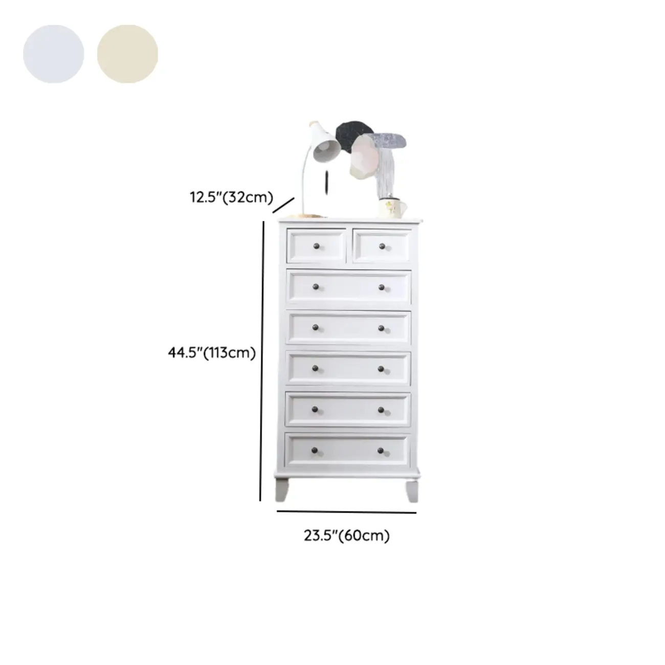 Elegant Wooden 7-Drawer White Dresser with Metal Handle