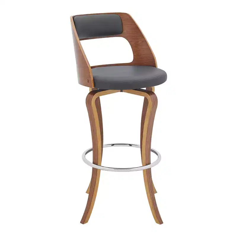 Brown Faux Leather Swivel Bar Stool, Counter Height, Single