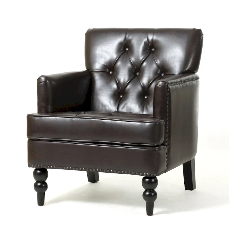 Malone Brown Leather Club Chair by Christopher Knight Home