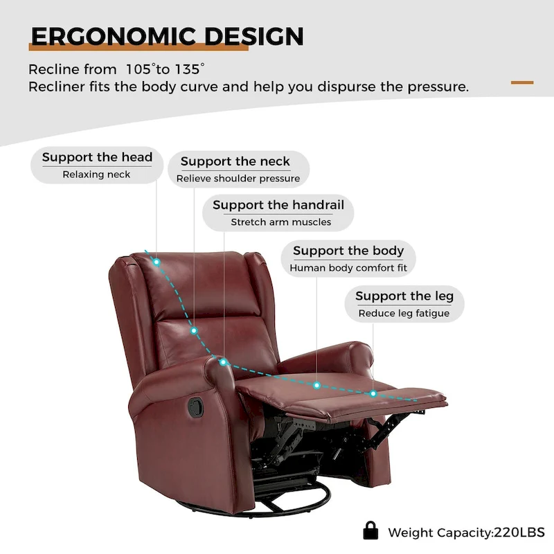 Baksoho Swivel Nursery Faux Leather Recliner with Metal Base Set of 2 by HULALA HOME