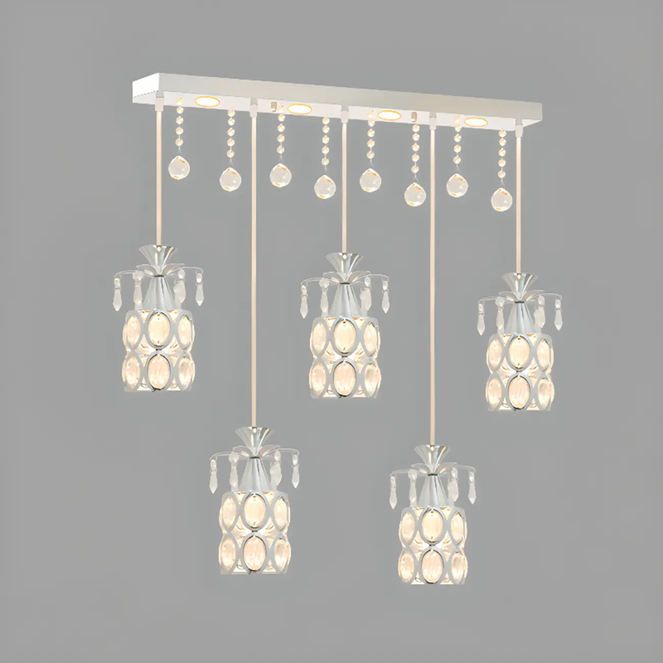 Elegant Cylinder Crystal Kitchen Island Pendant Light with Spotlight