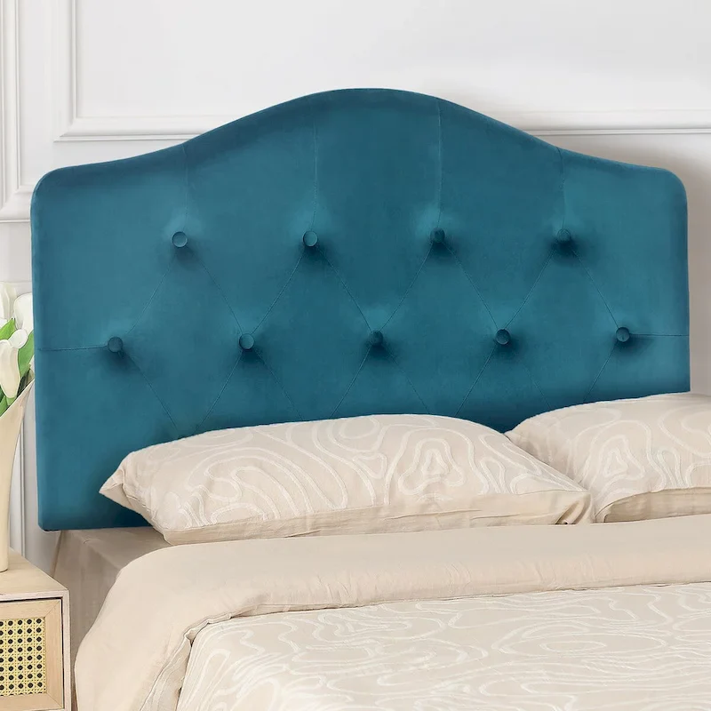 Adeco Camelback Tufted Upholstered Headboard for Twin Bed