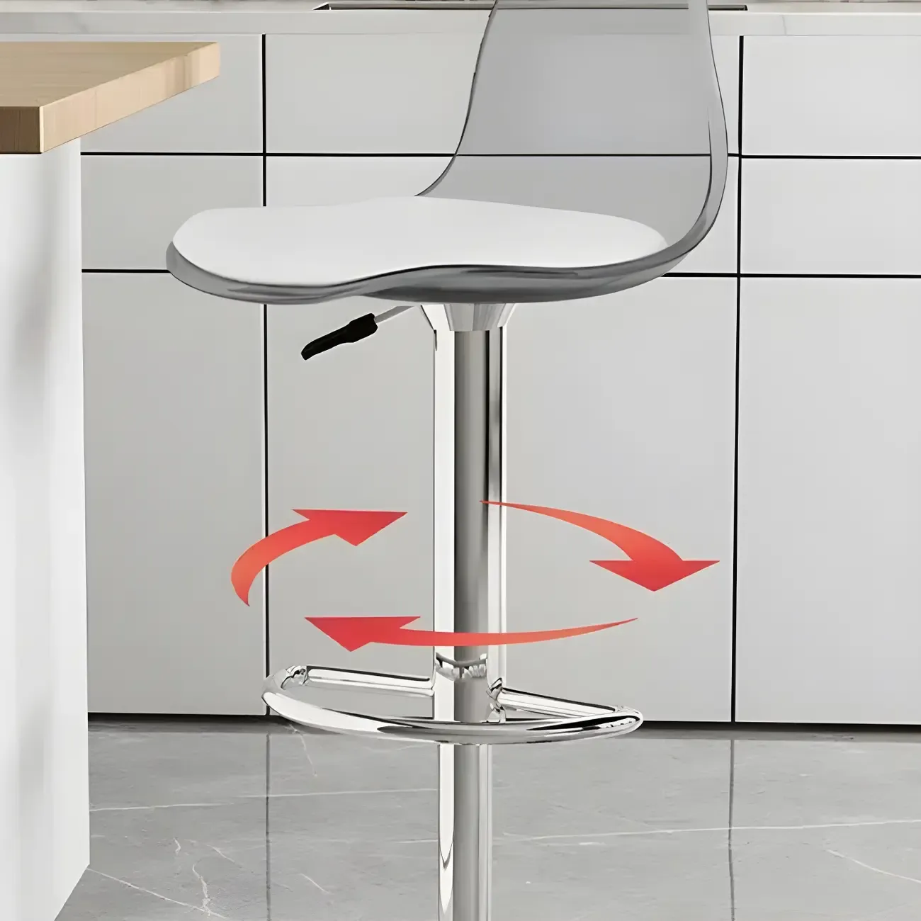 Modern Swivel Cushioned Acrylic Bar Stools with Backs