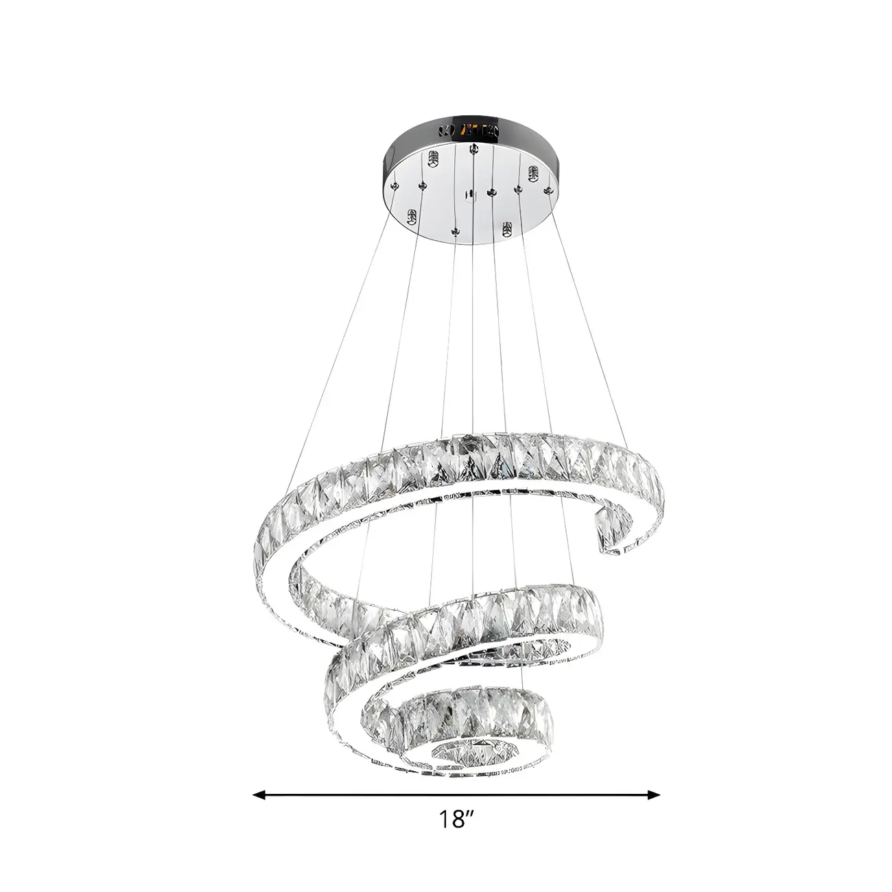 Large Modern Spiral LED Ceiling Crystal Chandelier Tiered Light