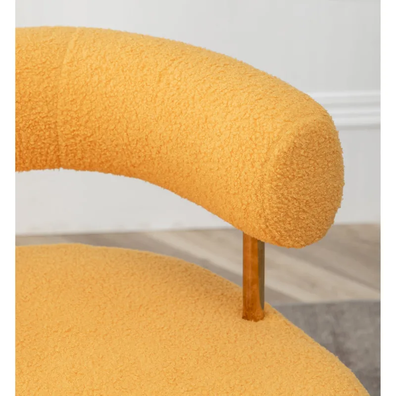 SEYNAR Modern Glam Upholstered Comfy Open-Back Accent Vanity chair with Golden Legs