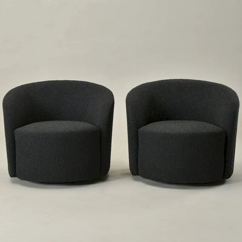 KINWELL 34  Wide Upholstered Swivel Accent Barrel Chair (Set of 2)