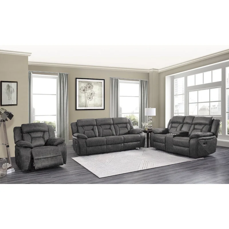 Amie Gray Microfiber Reclining Love Seat