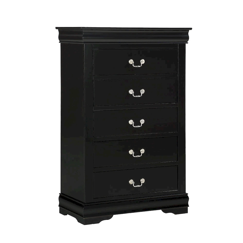 Lillie 6 Piece Black Wooden Sleigh Bedroom Set