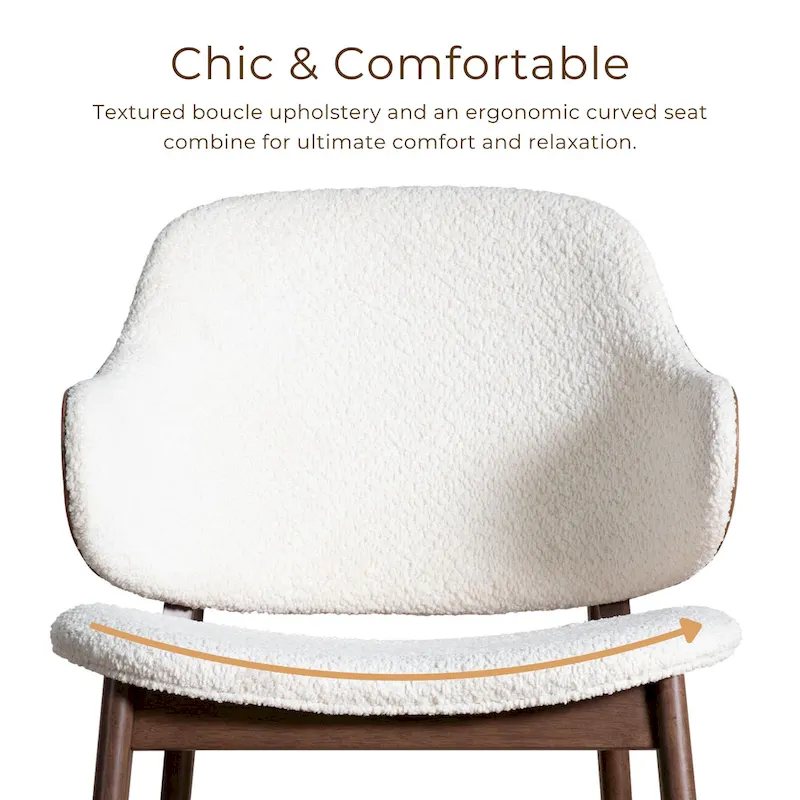 Furniture of America Beck Mid-century Modern Boucle Wingback Walnut Accent Chair