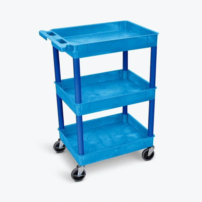 3 Tub Shelf Utility Cart with 100 lb Per Shelf Capacity