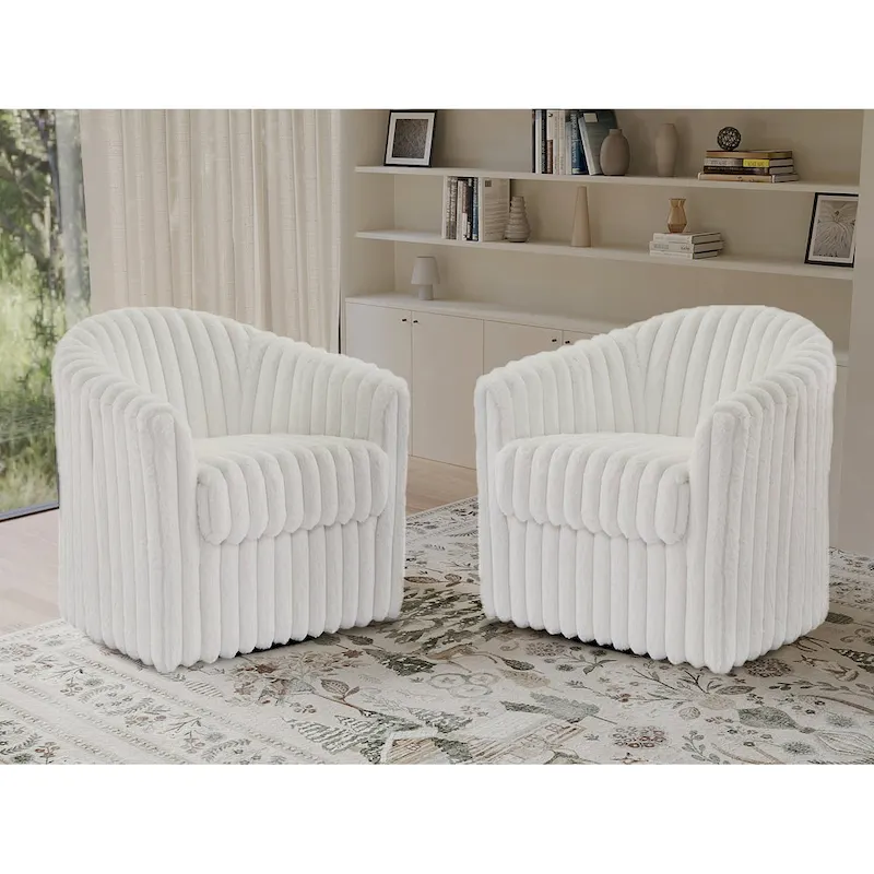 Single Sofa Armchair Swivel Barrel Chair (Set of 2)