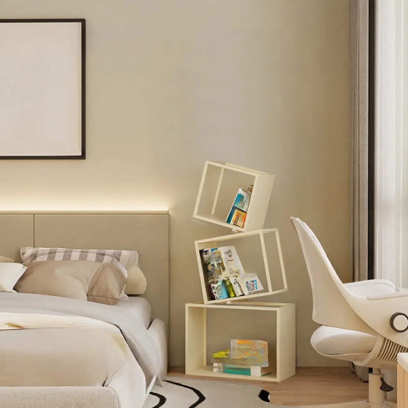 73H Black Metal Geometric Open Cube Bookcase