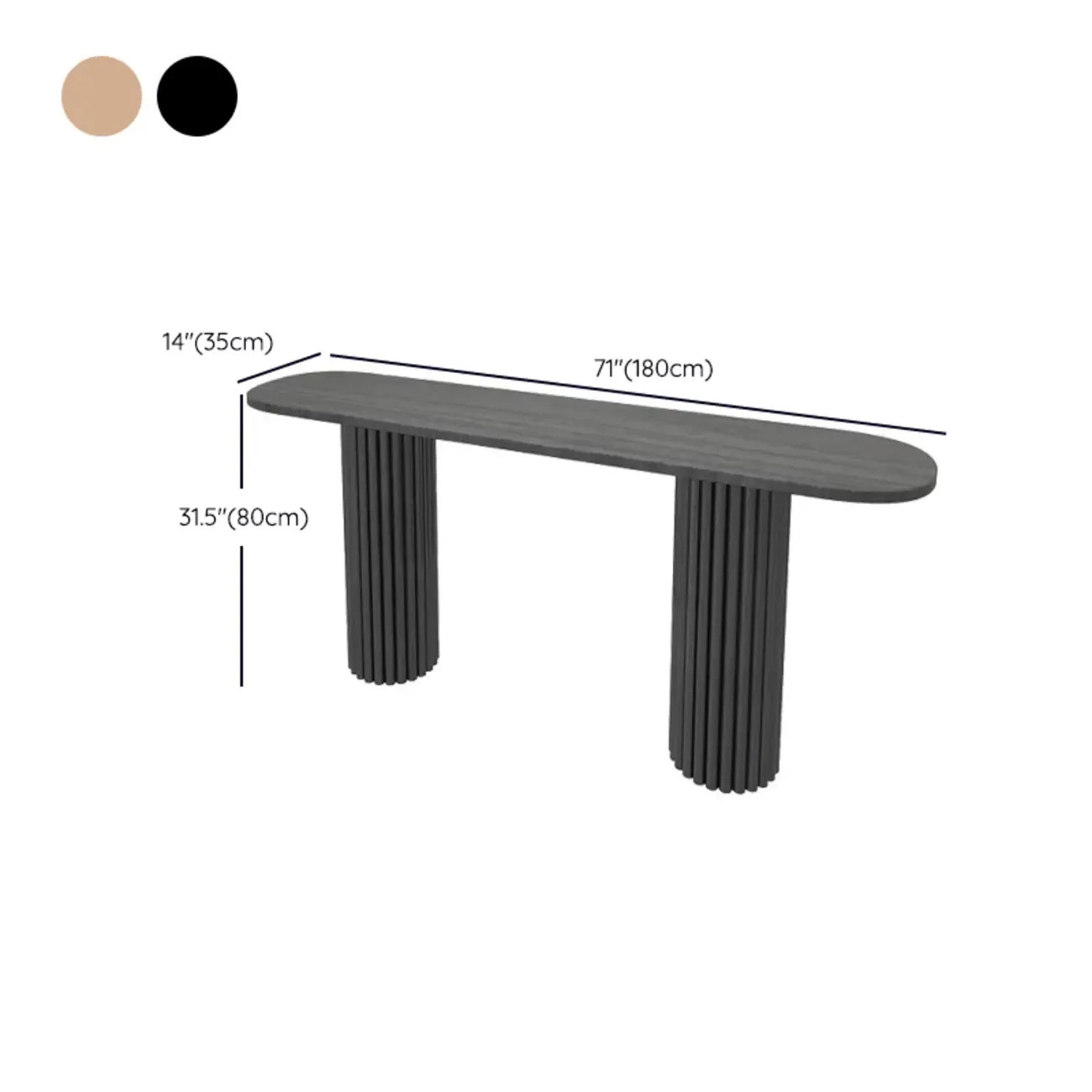 Natural Oval Wooden Double Pedestal Console Table