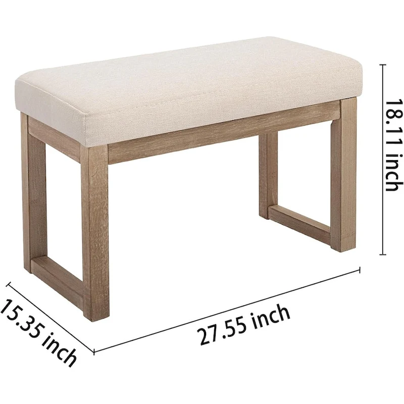 CangLong Upholstered Bench Ottoman, Beige