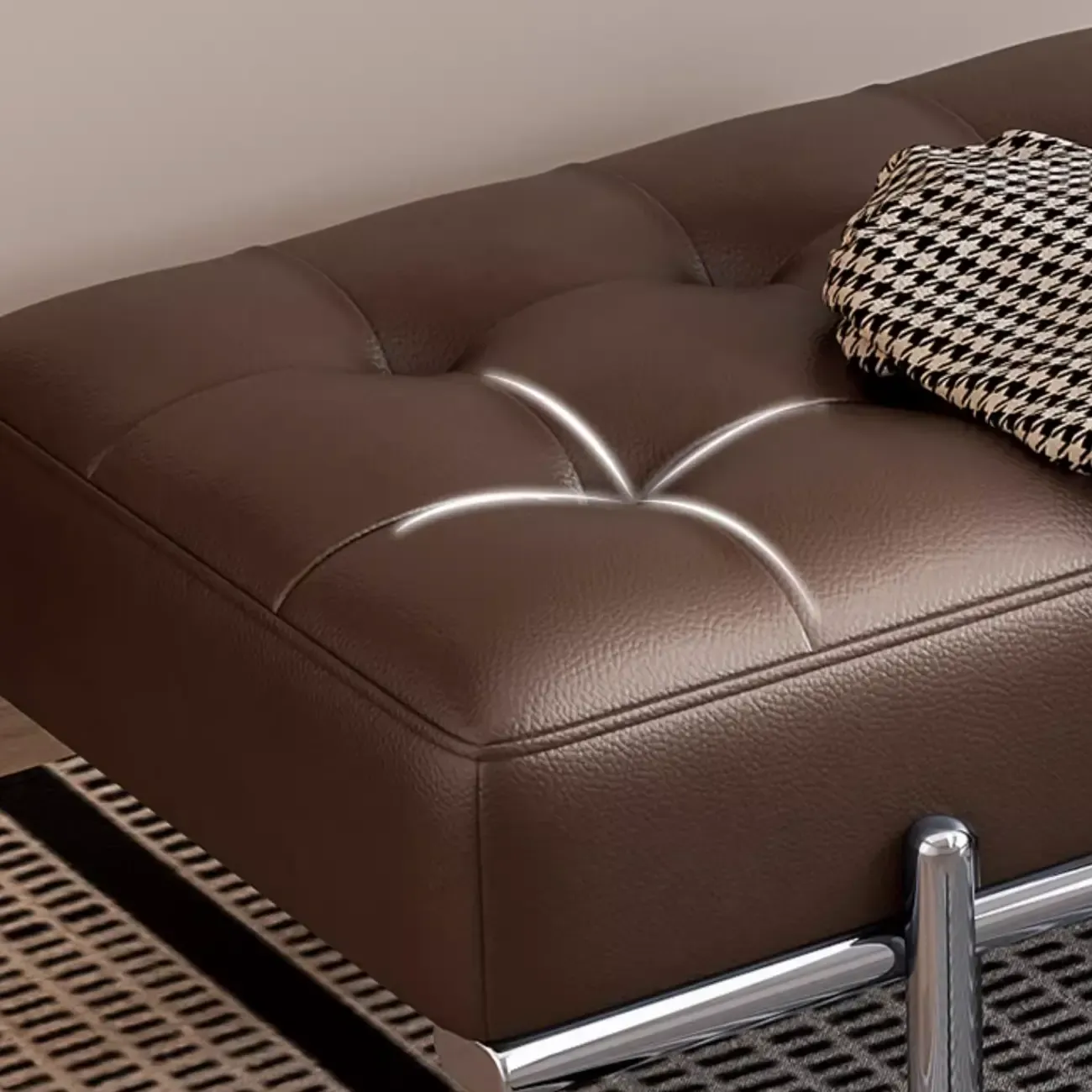 Modern Leather Upholstered Tufted Bedroom Bench