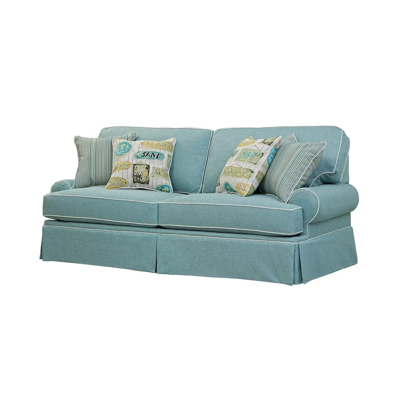 Classics Model Coastal Aqua Series Sofa with Four Accent Pillows