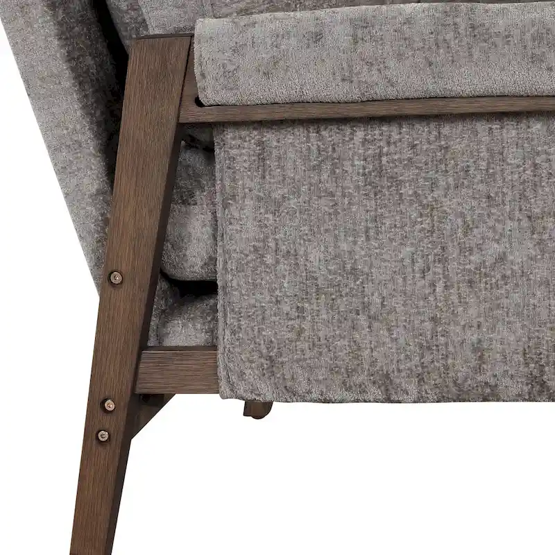 Mid-Century Velvet Solid Wood Accent Chair with Thick Seat Cushion