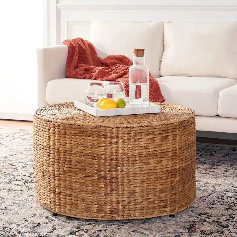 SAFAVIEH Vusala Coastal Wicker Natural Coffee Table (Fully Assembled) - 28.5 x 28.5 x 17 - 29Wx29Dx17H