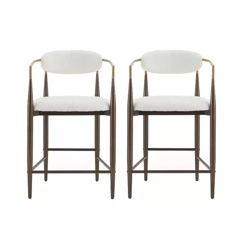 Christopher Knight Home Alger Modern Fabric Upholstered Iron 25 Inch Counter Stools (Set of 2)