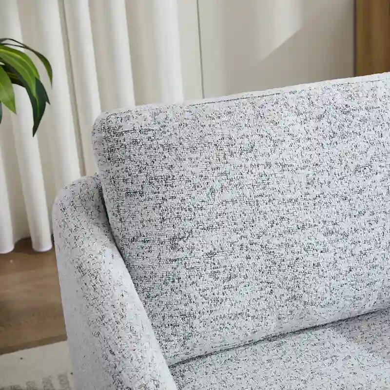 White+Black 31.5  Chenille Swivel Accent Chair with Solid Wood Frame