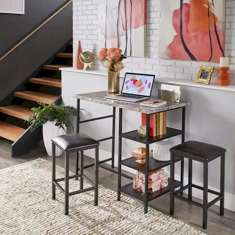 Ainsley Faux Marble Counter Height 3-piece Dining Set by iNSPIRE Q Modern