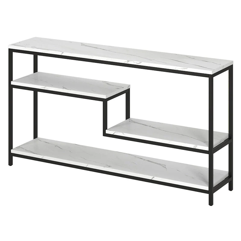 Mathis 55 Wide Rectangular Console Table with Faux Marble Top