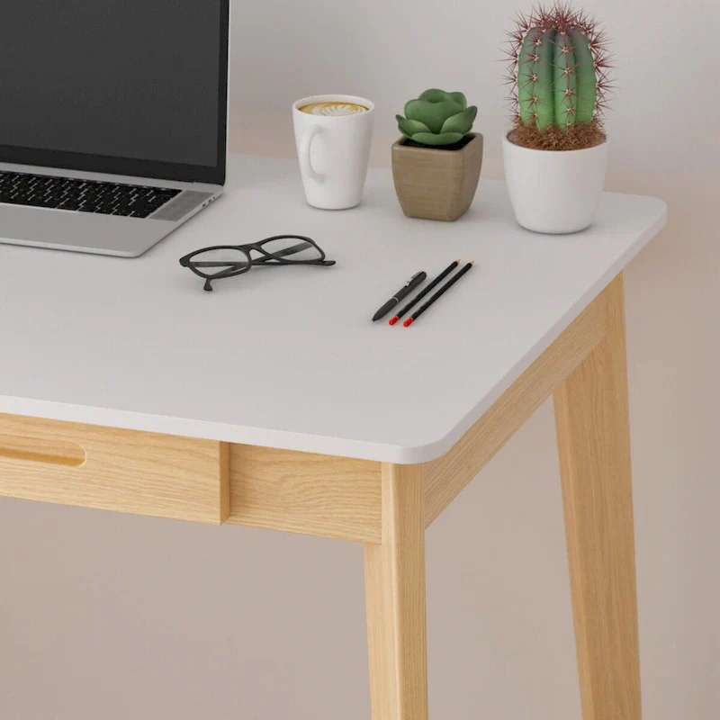 Home Office Desk - 39.4W, MDF & Solid Wood, 2 Drawers, 120 lbs Capacity, Classic Style