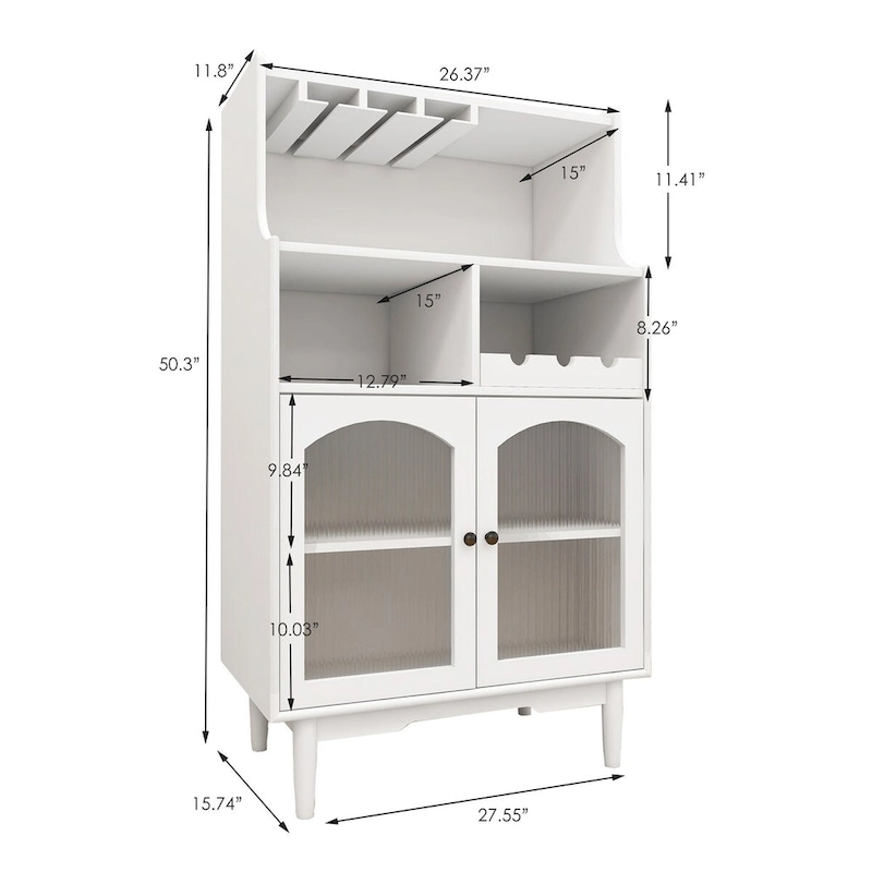 Living Room Wine Cabinet with Removable Wine Rack and Wine Glass Rack - 27.56L * 15.75W * 50.39H