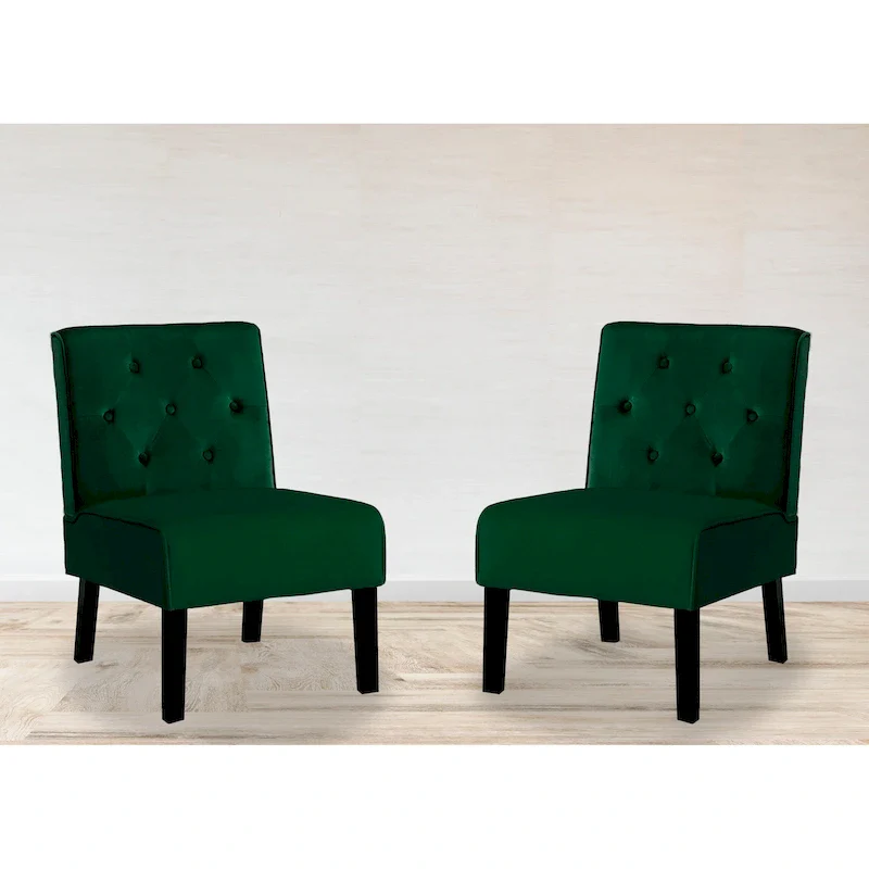 US Pride Nixon Velvet Tufted Back Accent Chair Set of 2