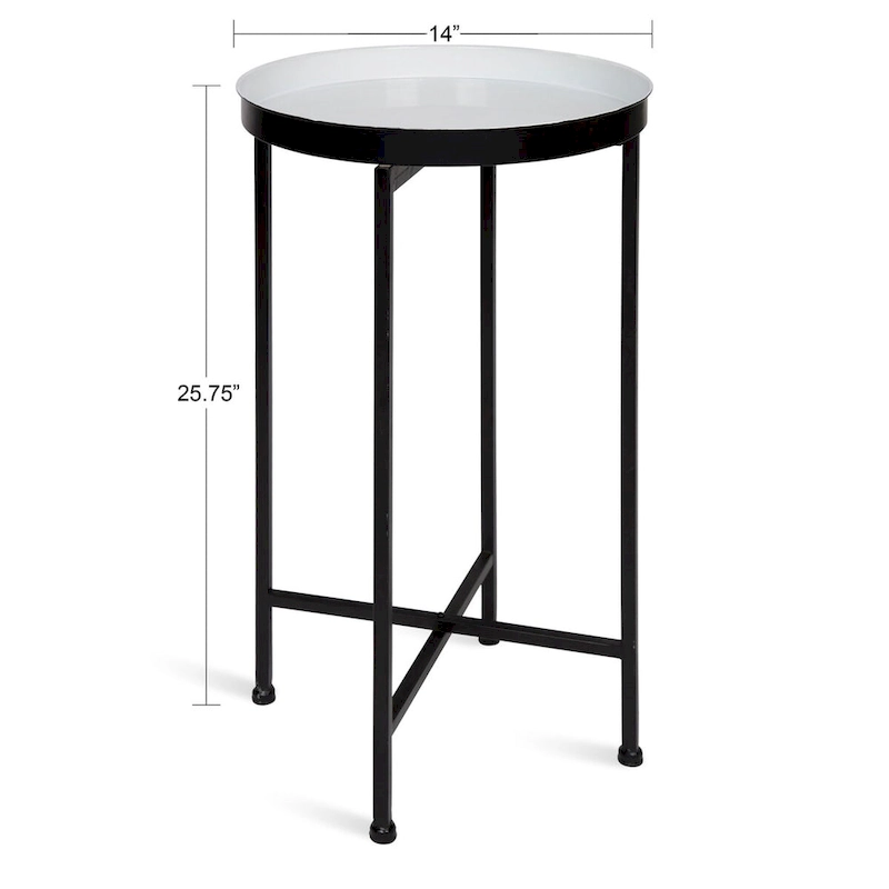 Kate and Laurel Celia Round Metal Tray/ Foldable Accent Table - 14x14x25.75