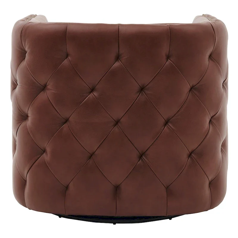 Leslie Top Grain Leather Swivel Tufted Chair