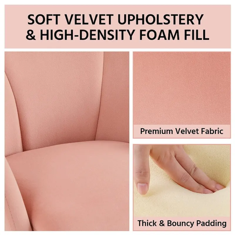 Yaheetech Flower Shape Velvet Armchair Accent Chair with Golden Metal Legs