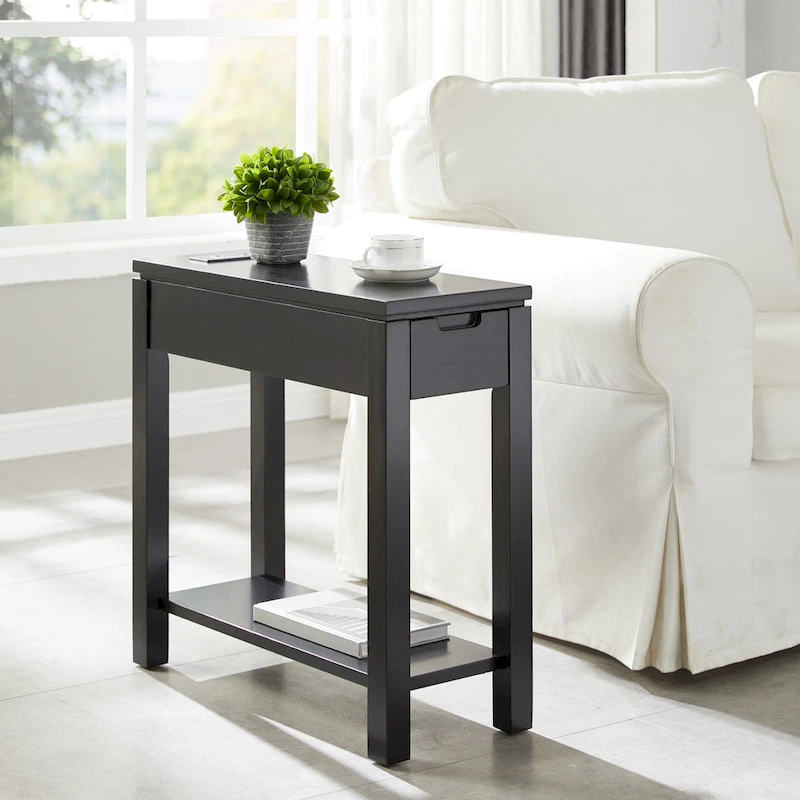 Leick Home Charging Cade Wood Side Table with Drawer