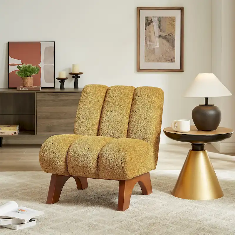 Art Leon Modern Wood and Fabric Accent Sofa Chair