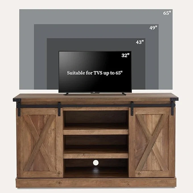 Wood Media Console TV Stand Entertainment Center