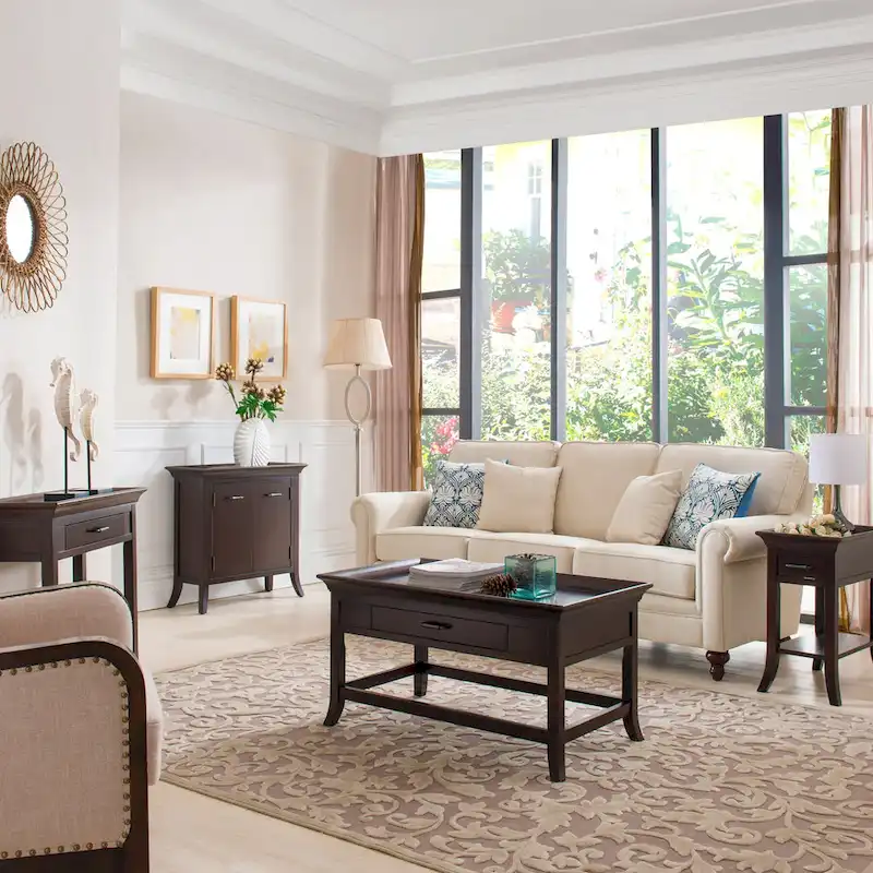 Leick Home One Drawer Traditional Cherry Tray Edge Side Table with Shelf