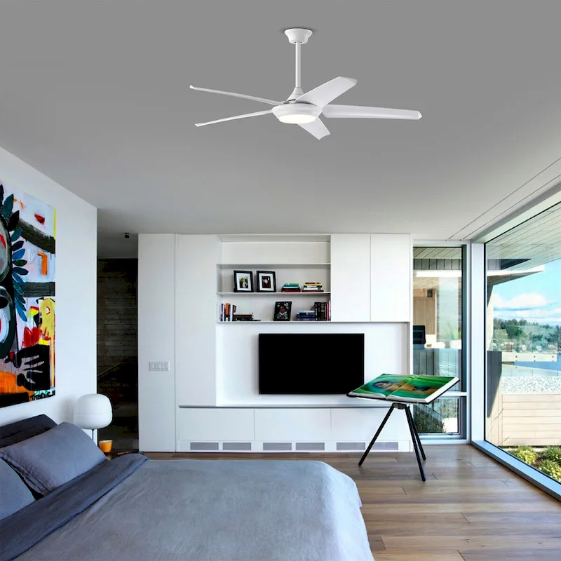 Aisling Modern White Lighted Ceilng Fan 5-Blades LED Remote Control