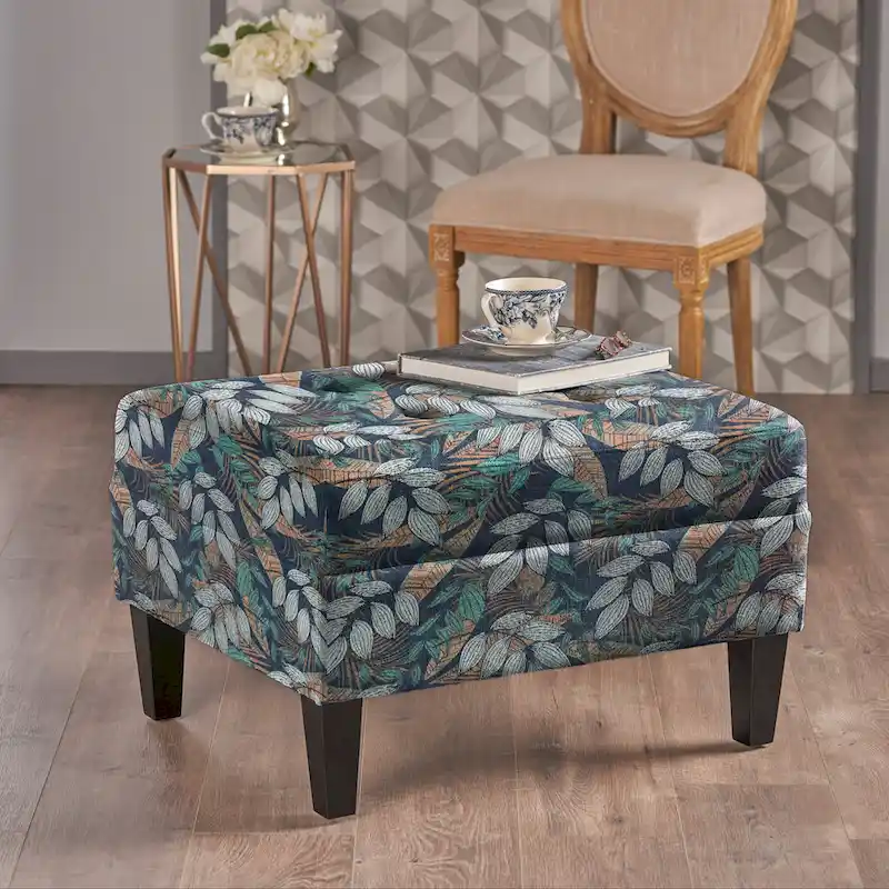 Tiernan Tufted Fabric Ottoman by Christopher Knight Home